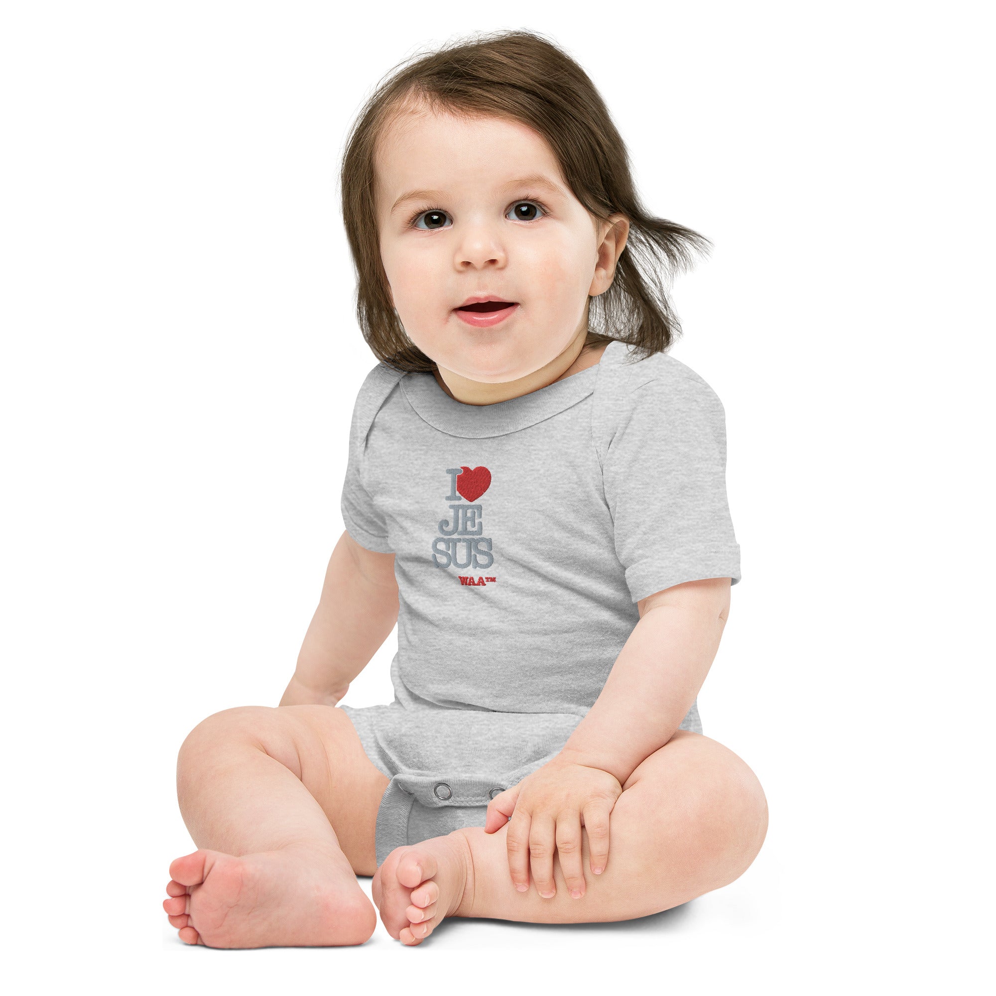I Love Jesus Embroidered Baby Onesie (Lite)