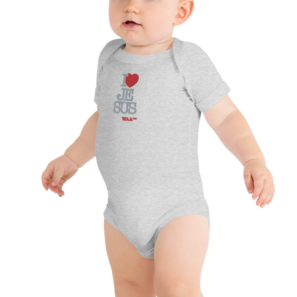 I Love Jesus Embroidered Baby Onesie (Lite)