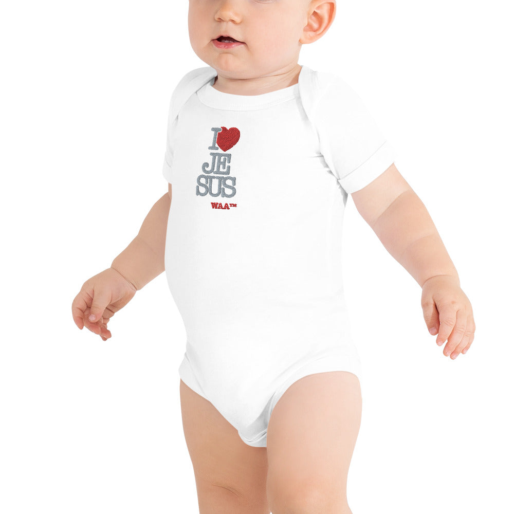 I Love Jesus Embroidered Baby Onesie (Lite)