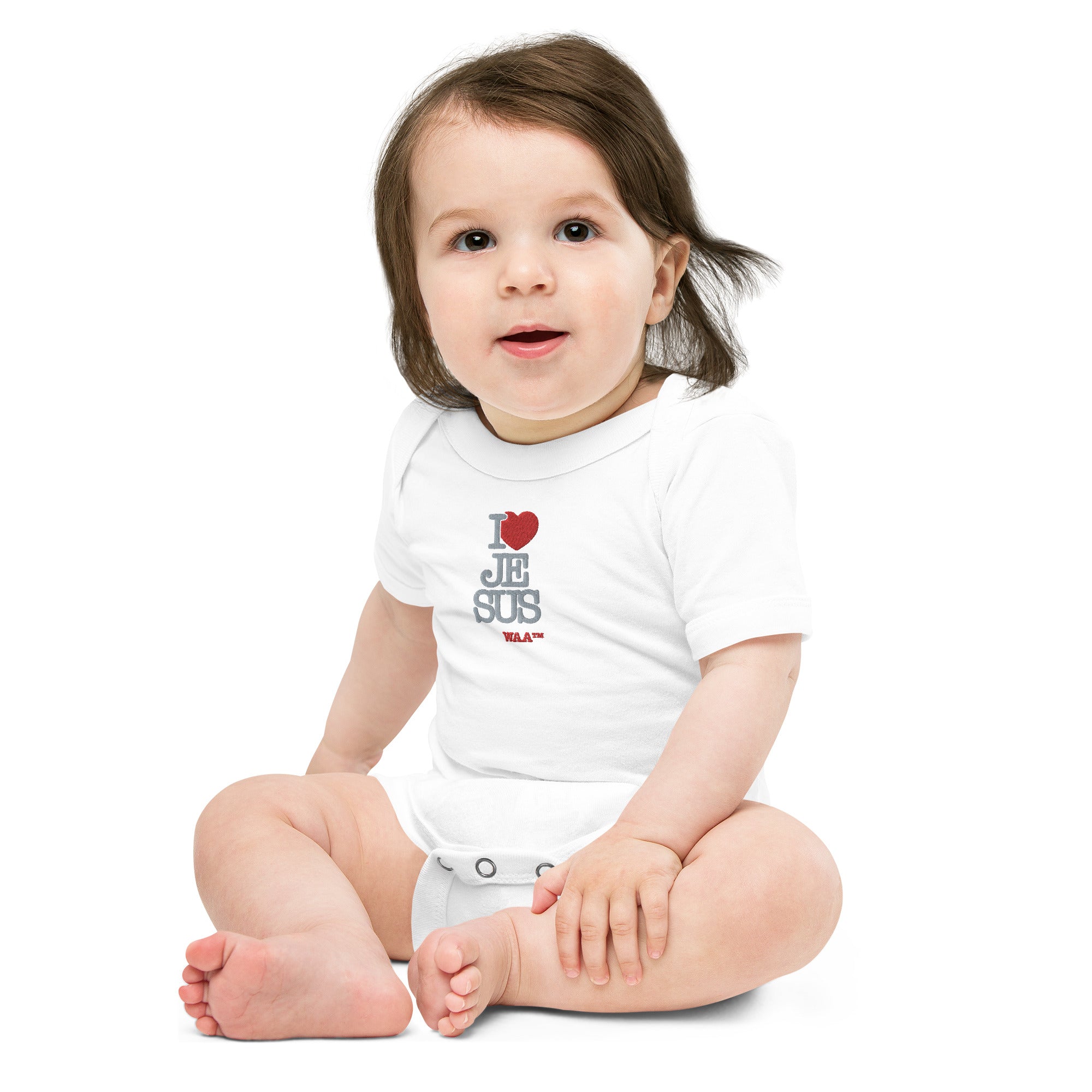 I Love Jesus Embroidered Baby Onesie (Lite)