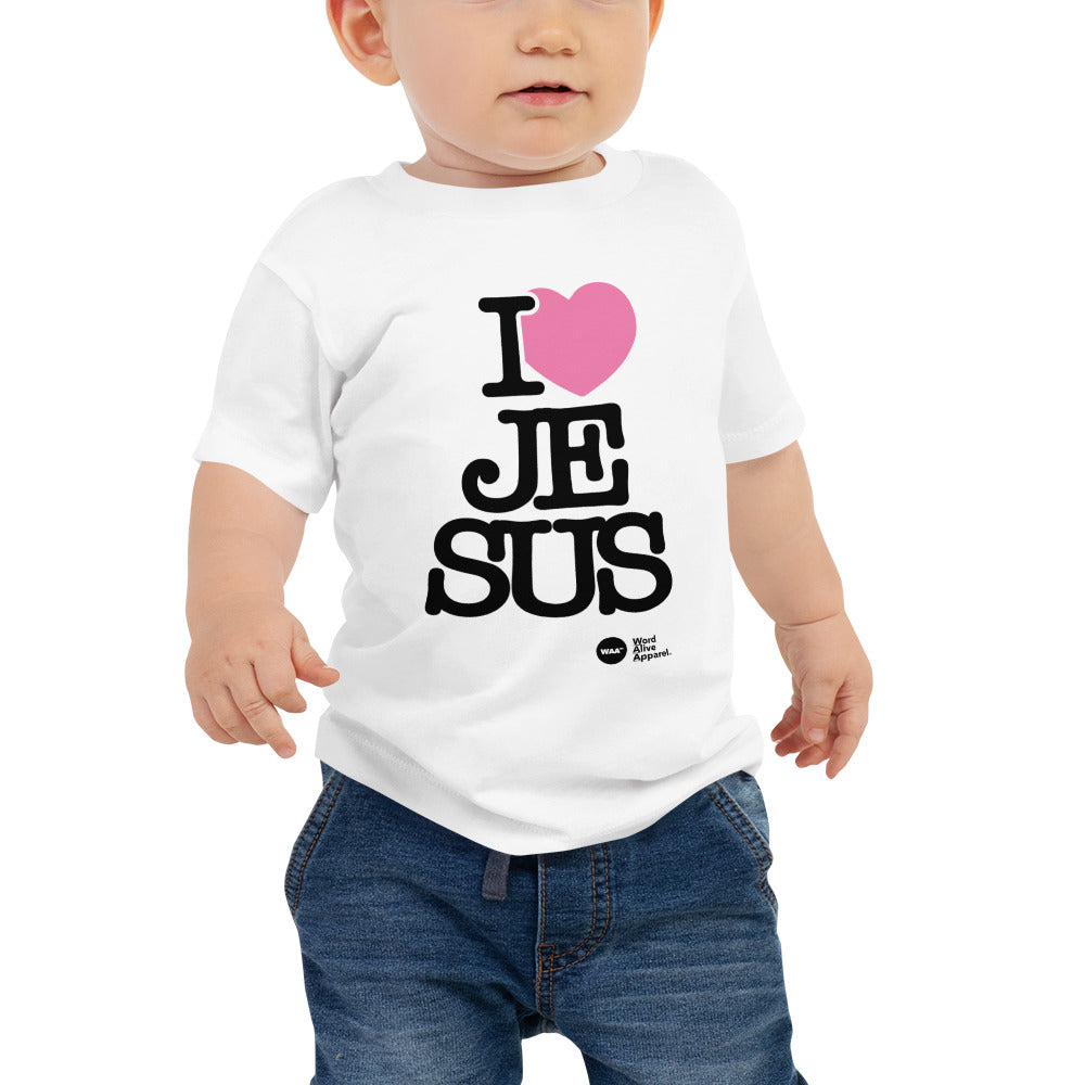 I Love Jesus Baby Tee (Pink Heart)