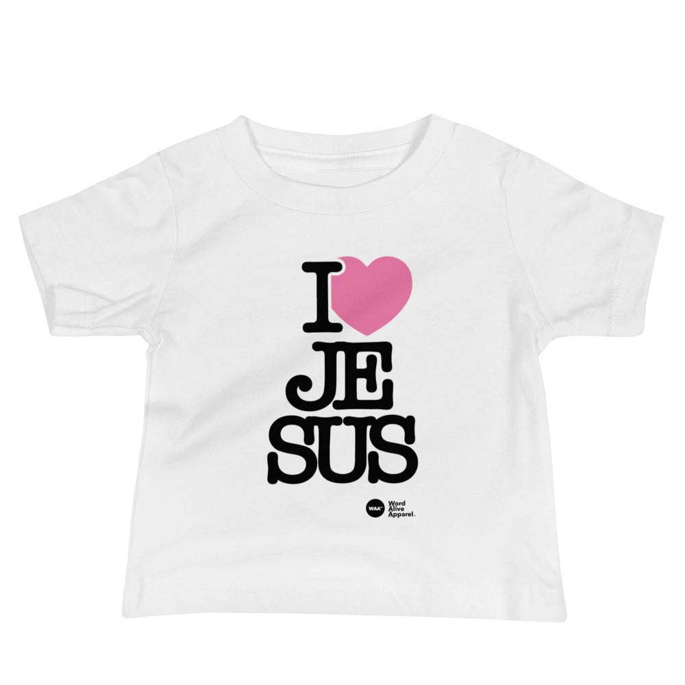 I Love Jesus Baby Tee (Pink Heart)