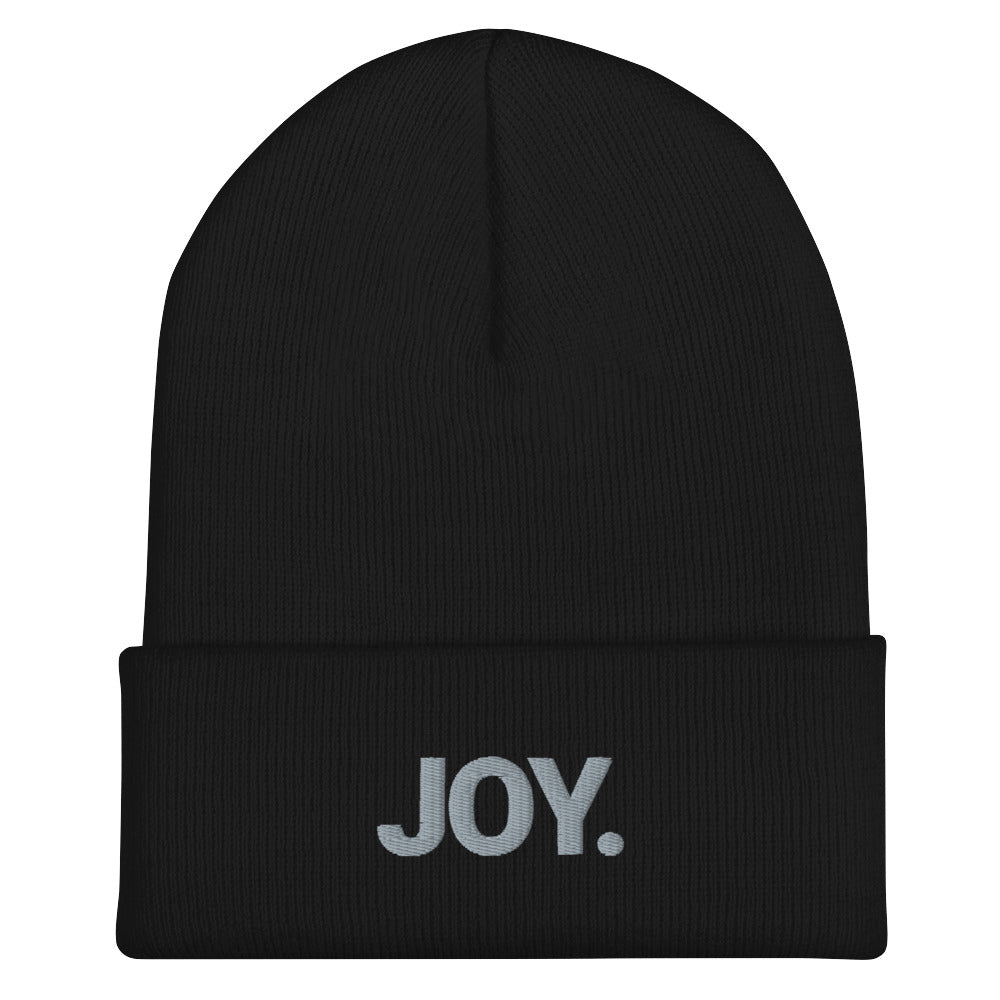 Joy Embroidered Cuffed Beanie Hat