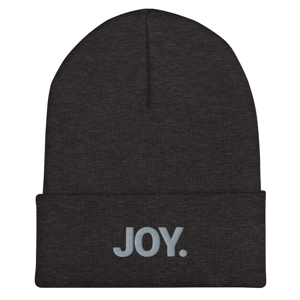 Joy Embroidered Cuffed Beanie Hat