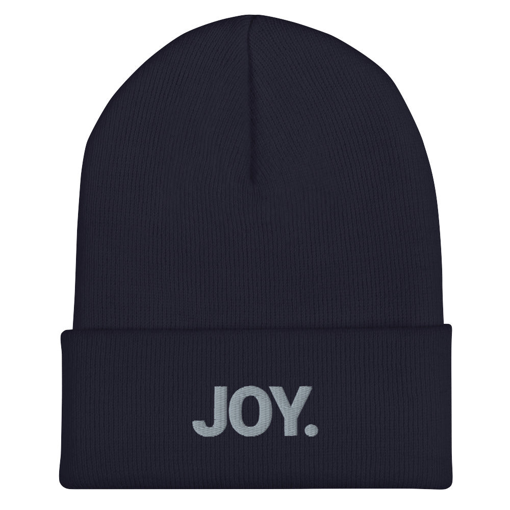 Joy Embroidered Cuffed Beanie Hat