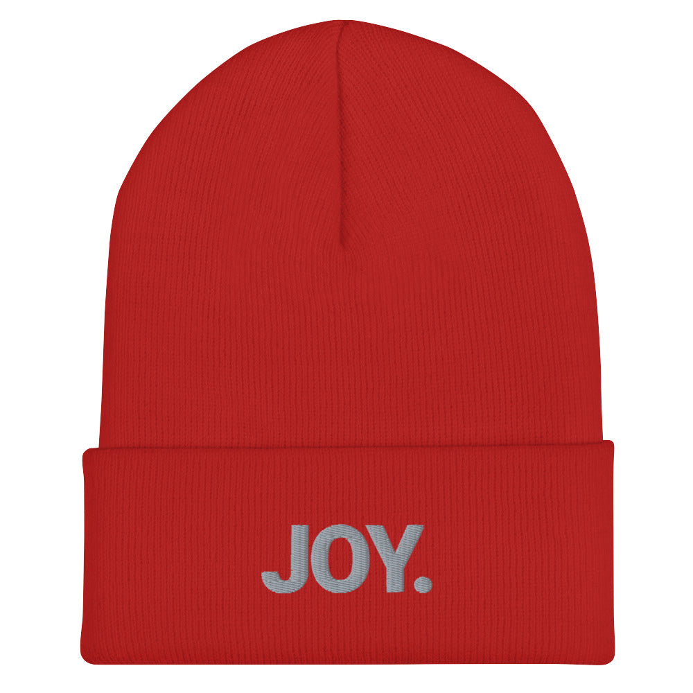 Joy Embroidered Cuffed Beanie Hat