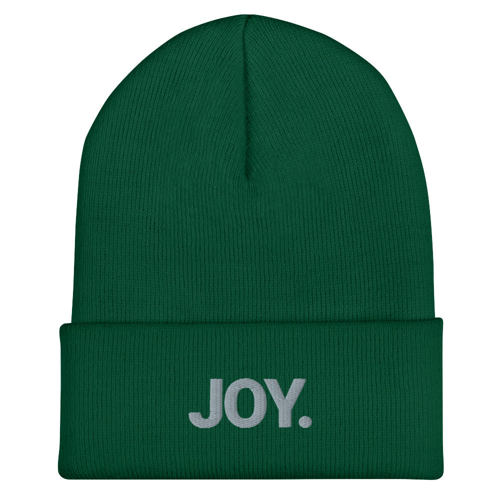 Joy Embroidered Cuffed Beanie Hat