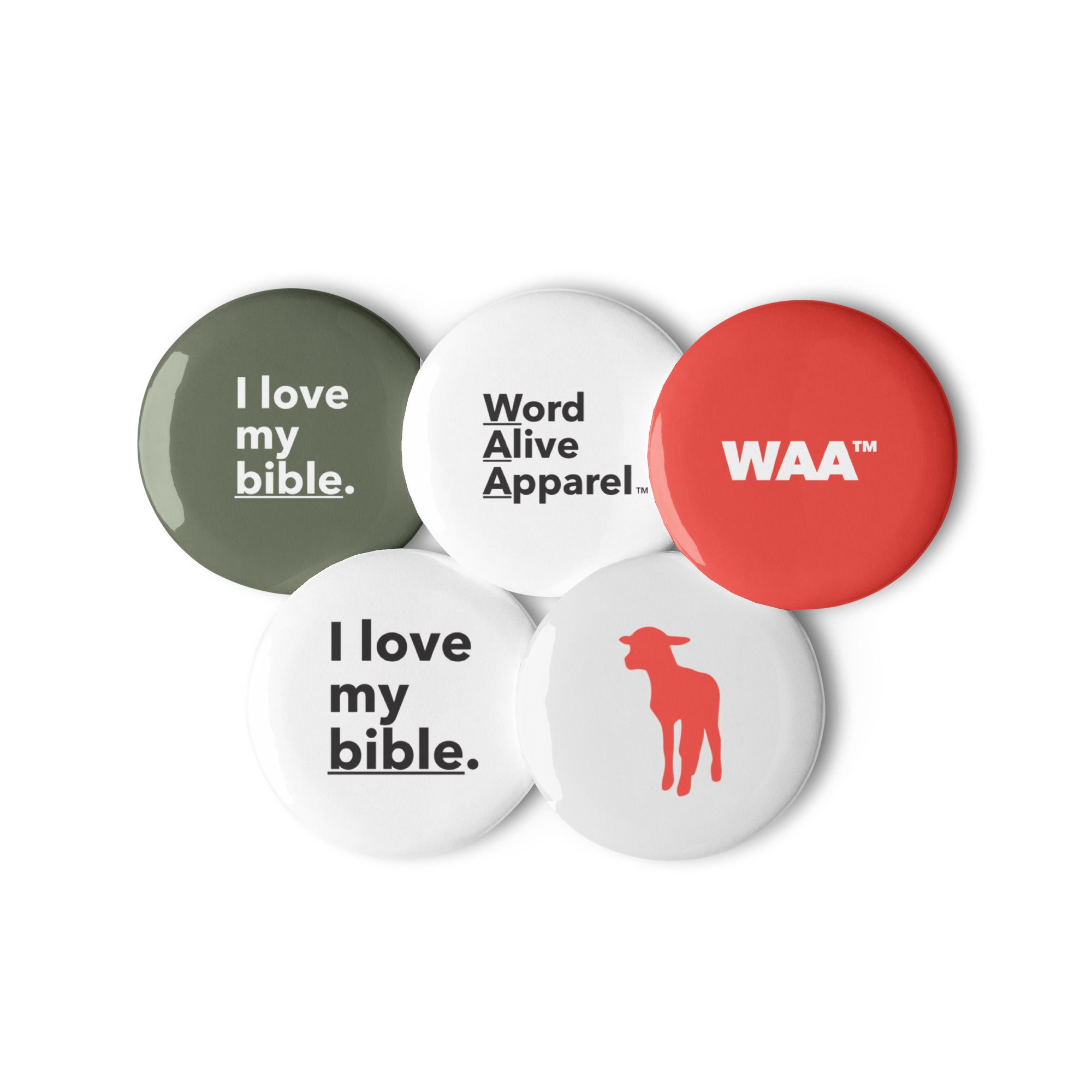 WAA™ I Love My Bible Pins/Buttons 5-Set