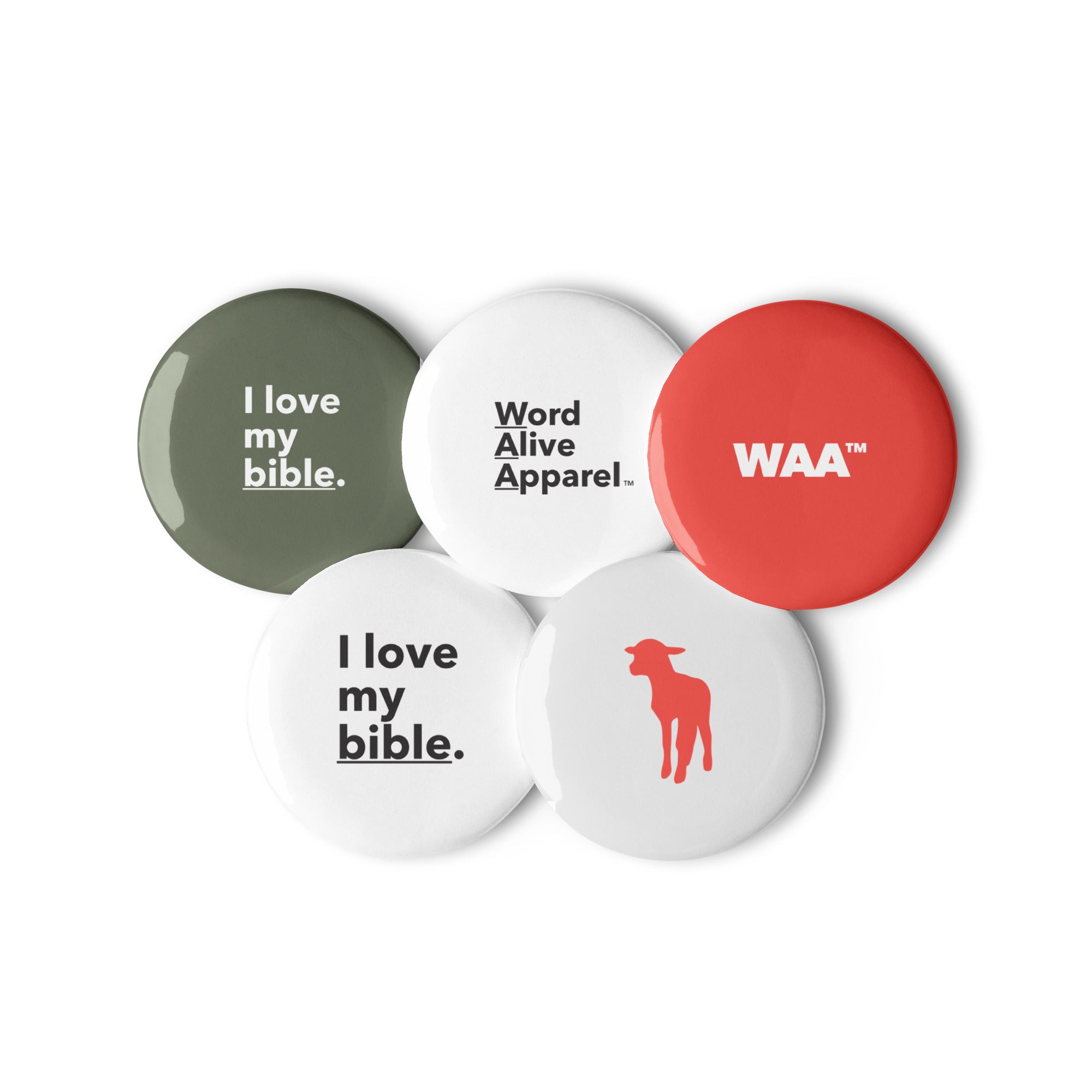 WAA™ I Love My Bible Pins/Buttons 5-Set