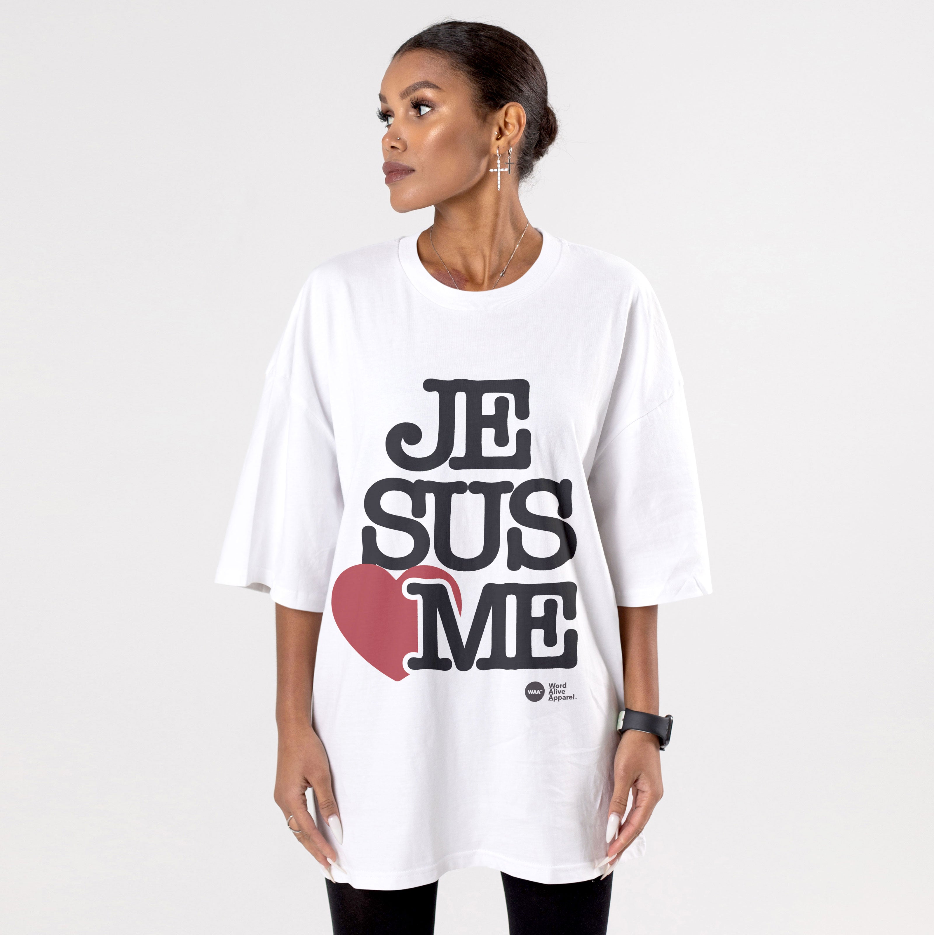 Jesus Love's Me Jumbo AOP Christian T-Shirt (White)