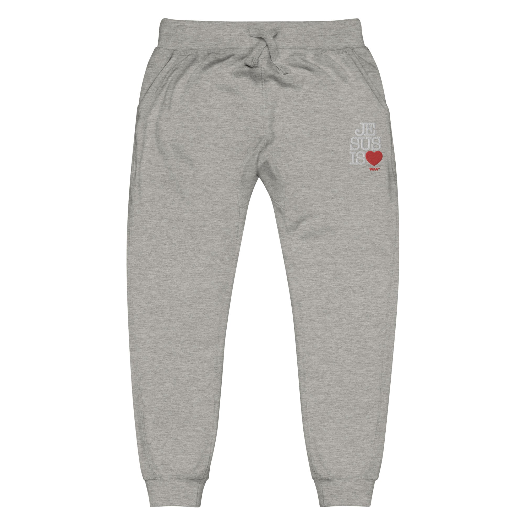 Jesus is Love Embroidered Sweatpants (Dark/ White Thread)