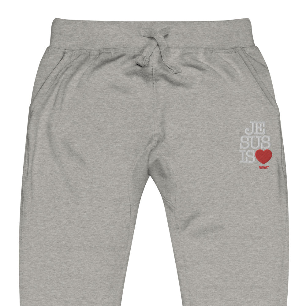 Jesus is Love Embroidered Sweatpants (Dark/ White Thread)