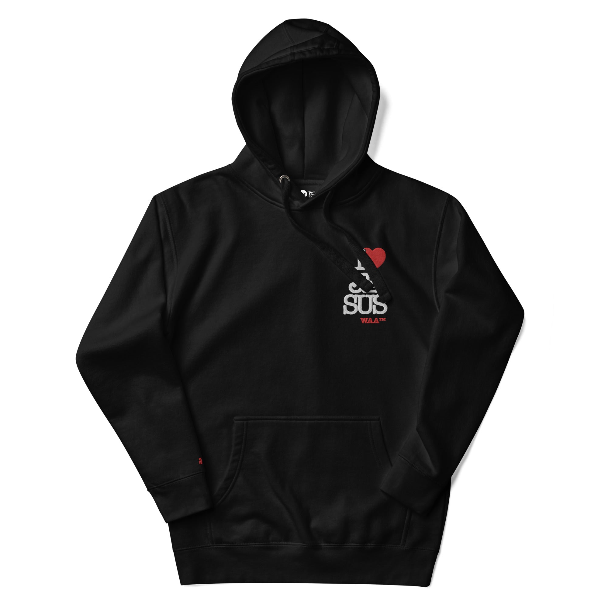 I Love Jesus Embroidered Hoodie (Dark/ White Thread)