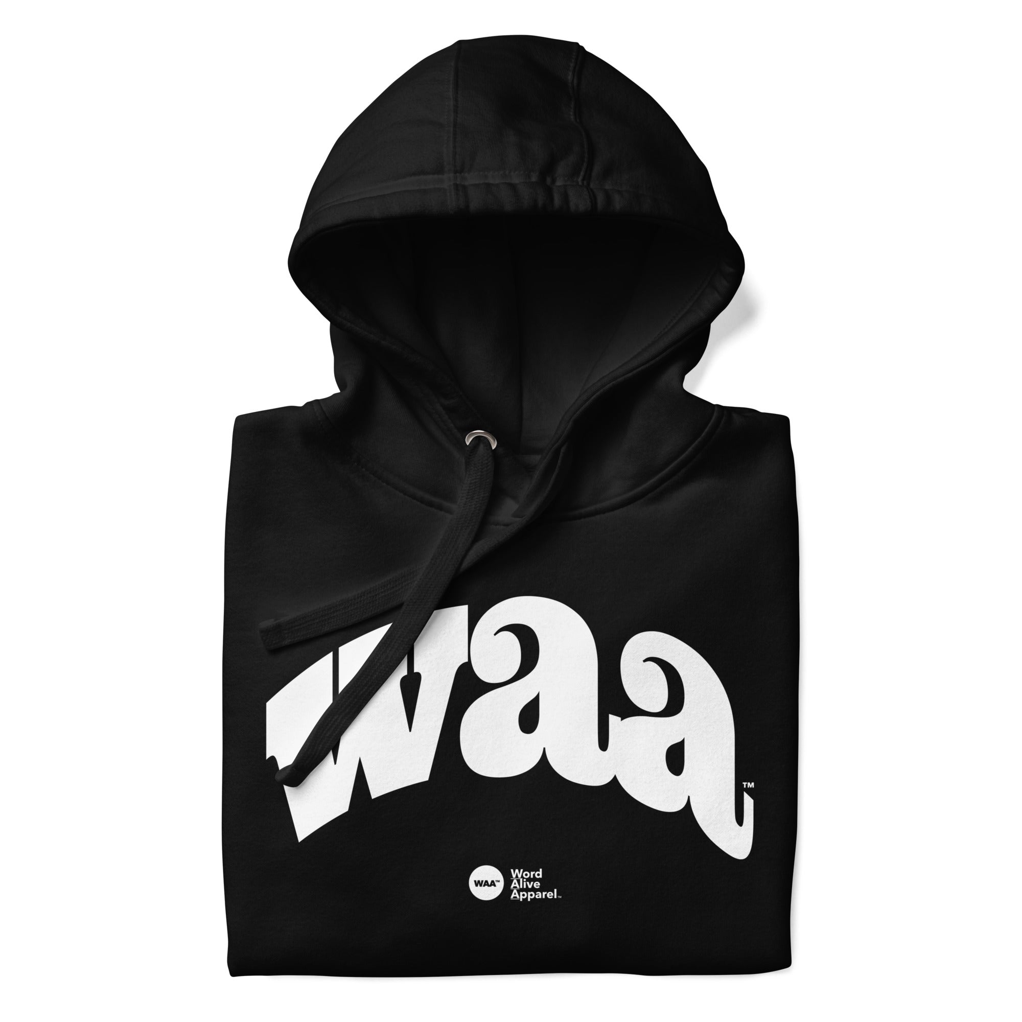 WAA™ Original Brand White Ink Unisex Hoodie