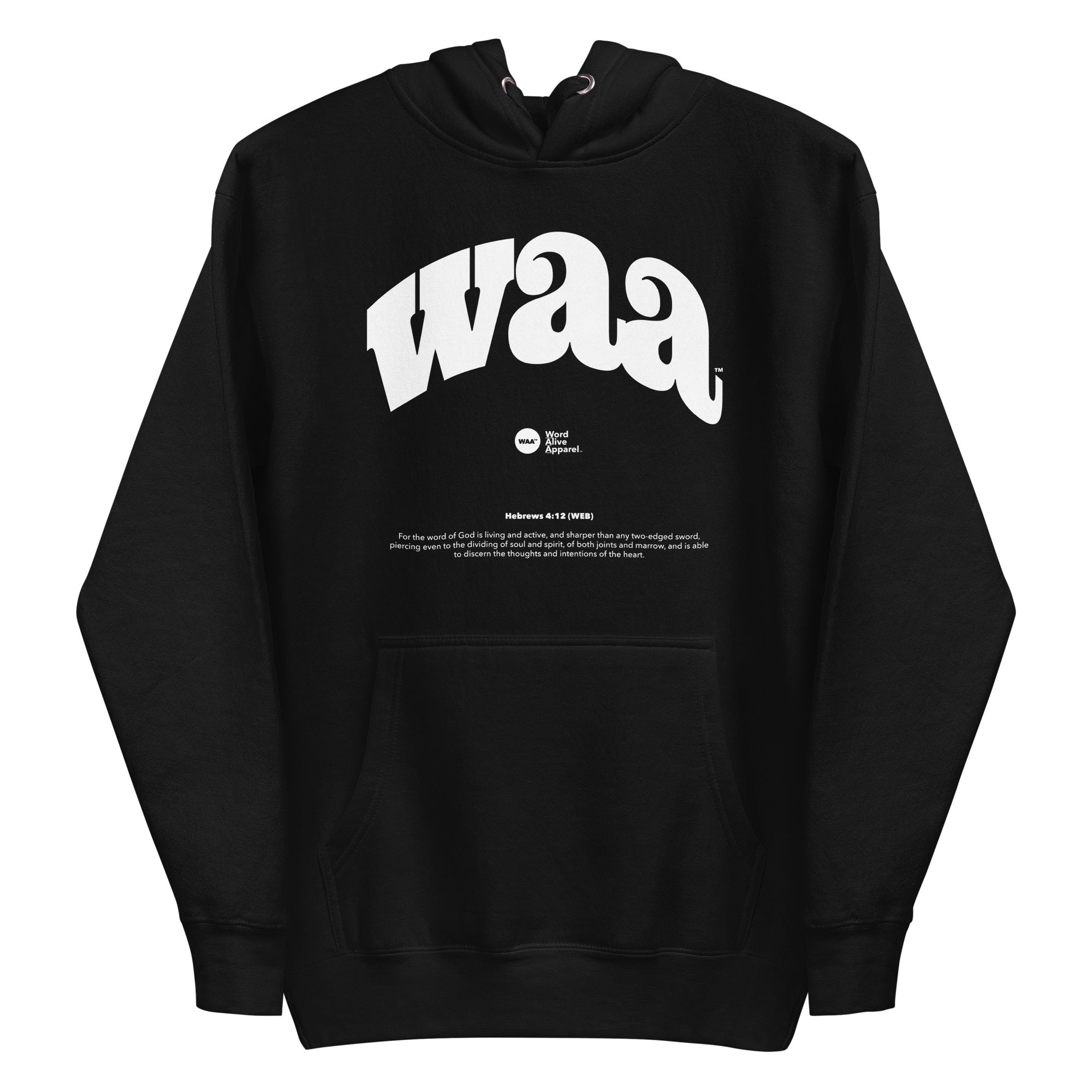 WAA™ Original Brand White Ink Unisex Hoodie