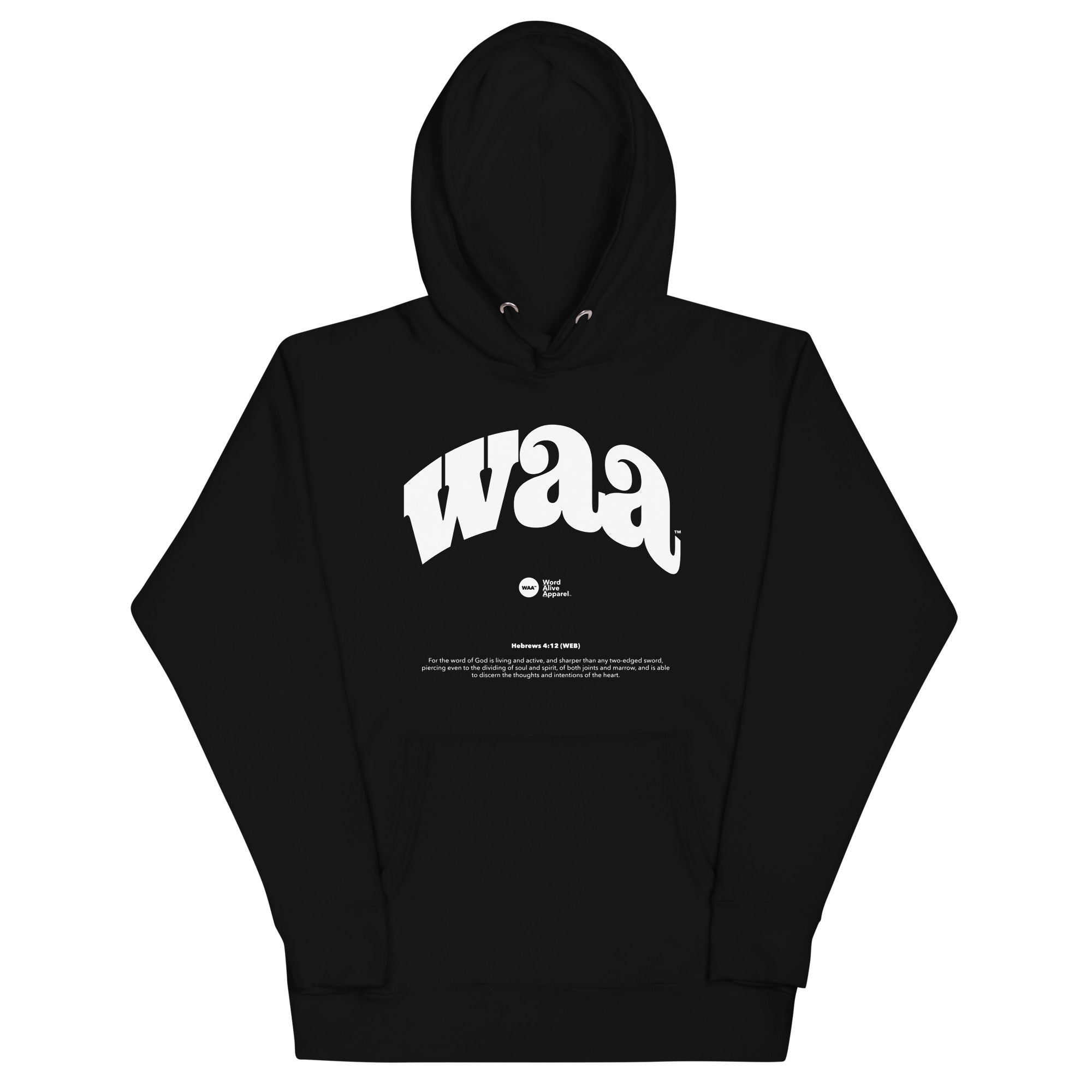 WAA™ Original Brand White Ink Unisex Hoodie