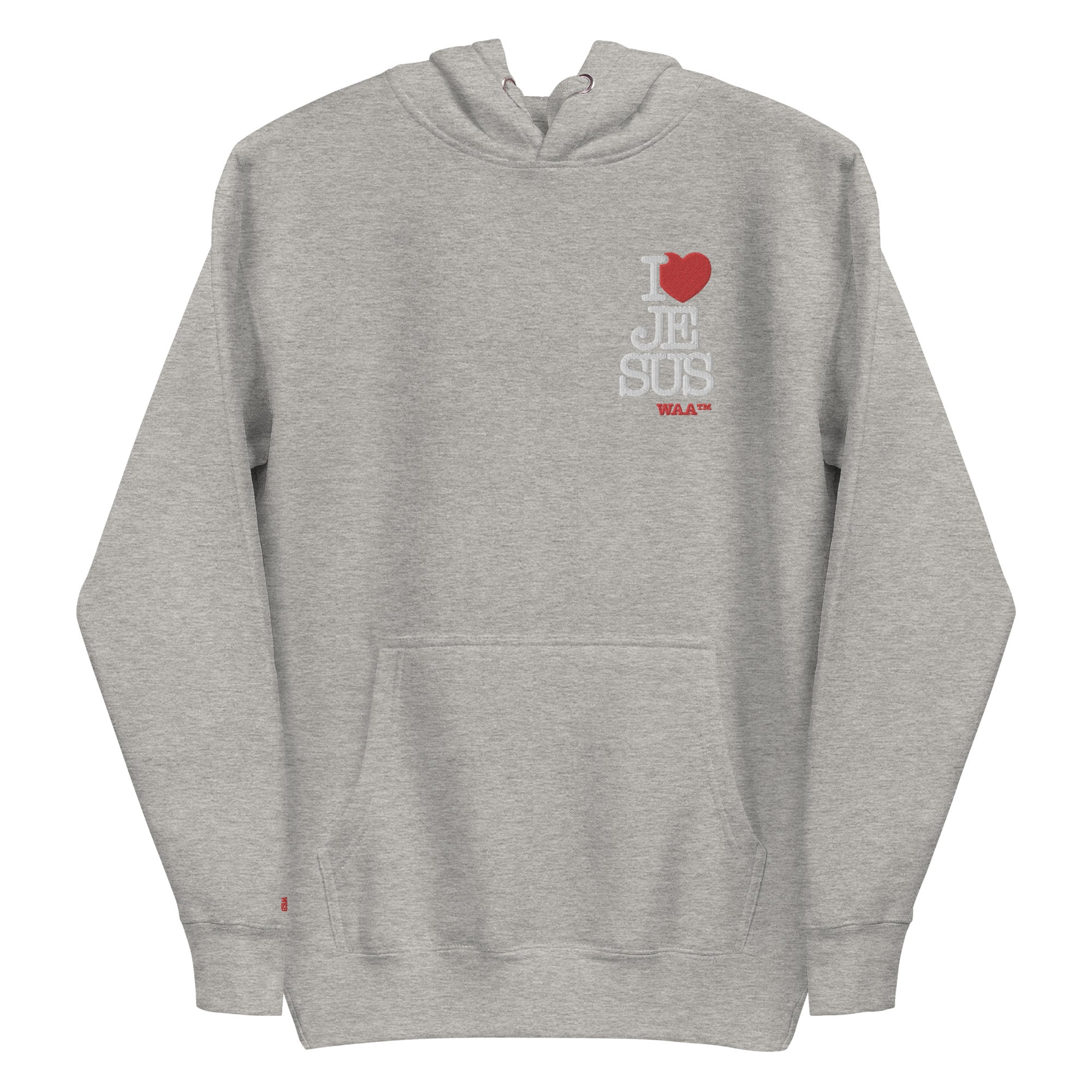 I Love Jesus Embroidered Hoodie (Dark/ White Thread)