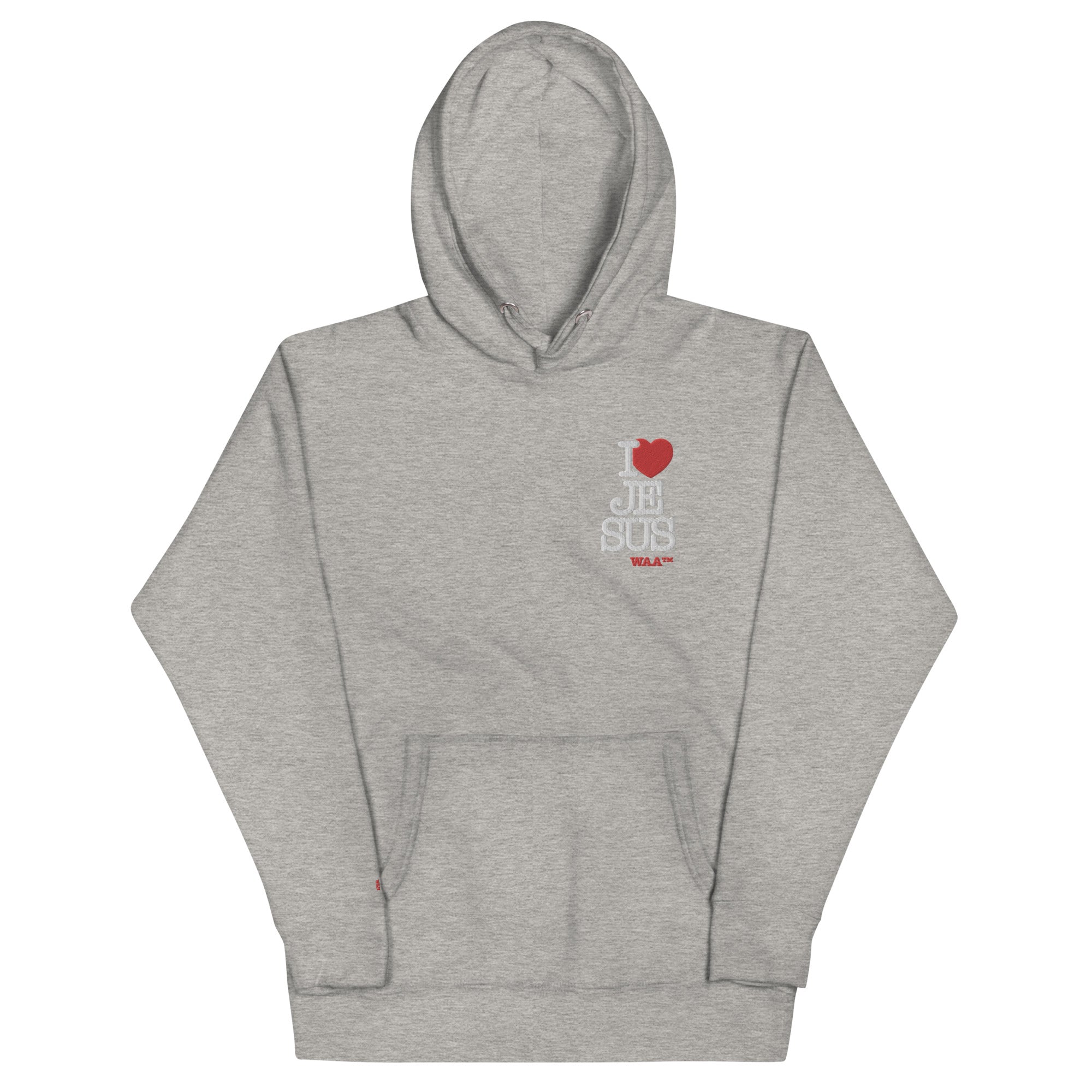I Love Jesus Embroidered Hoodie (Dark/ White Thread)