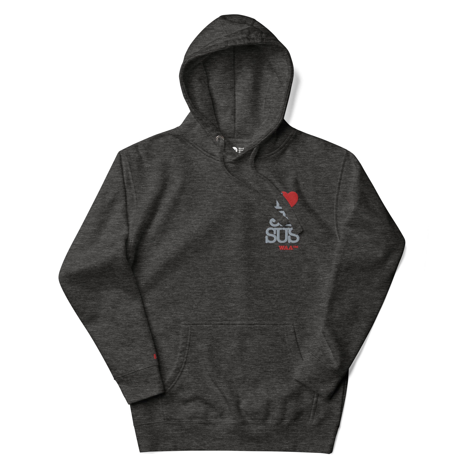 I Love Jesus Unisex Christian Hoodie (Dark/Grey Thread)