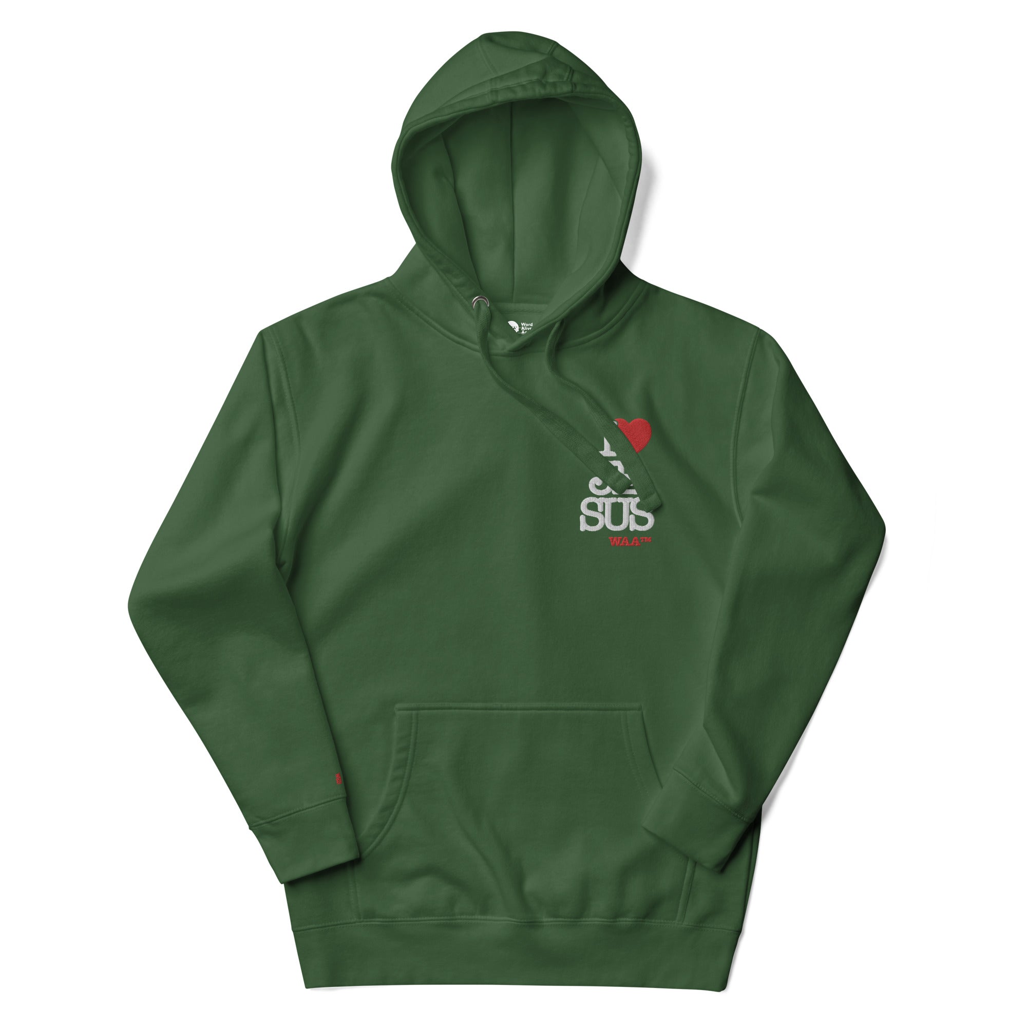I Love Jesus Embroidered Hoodie (Dark/ White Thread)