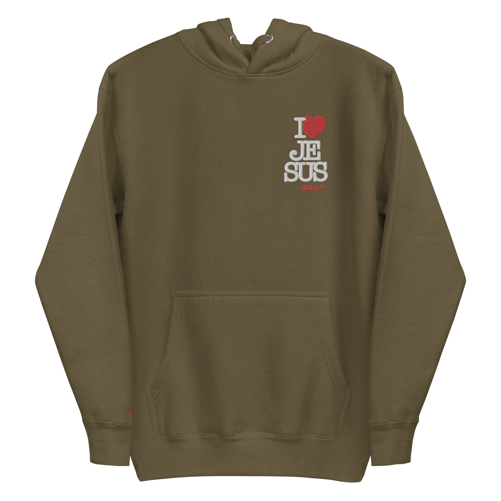 I Love Jesus Embroidered Hoodie (Dark/ White Thread)