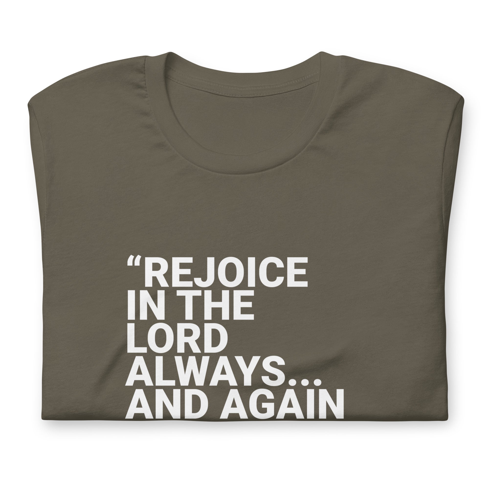 Again I Say Rejoice Unisex Christian Tee (Dark)