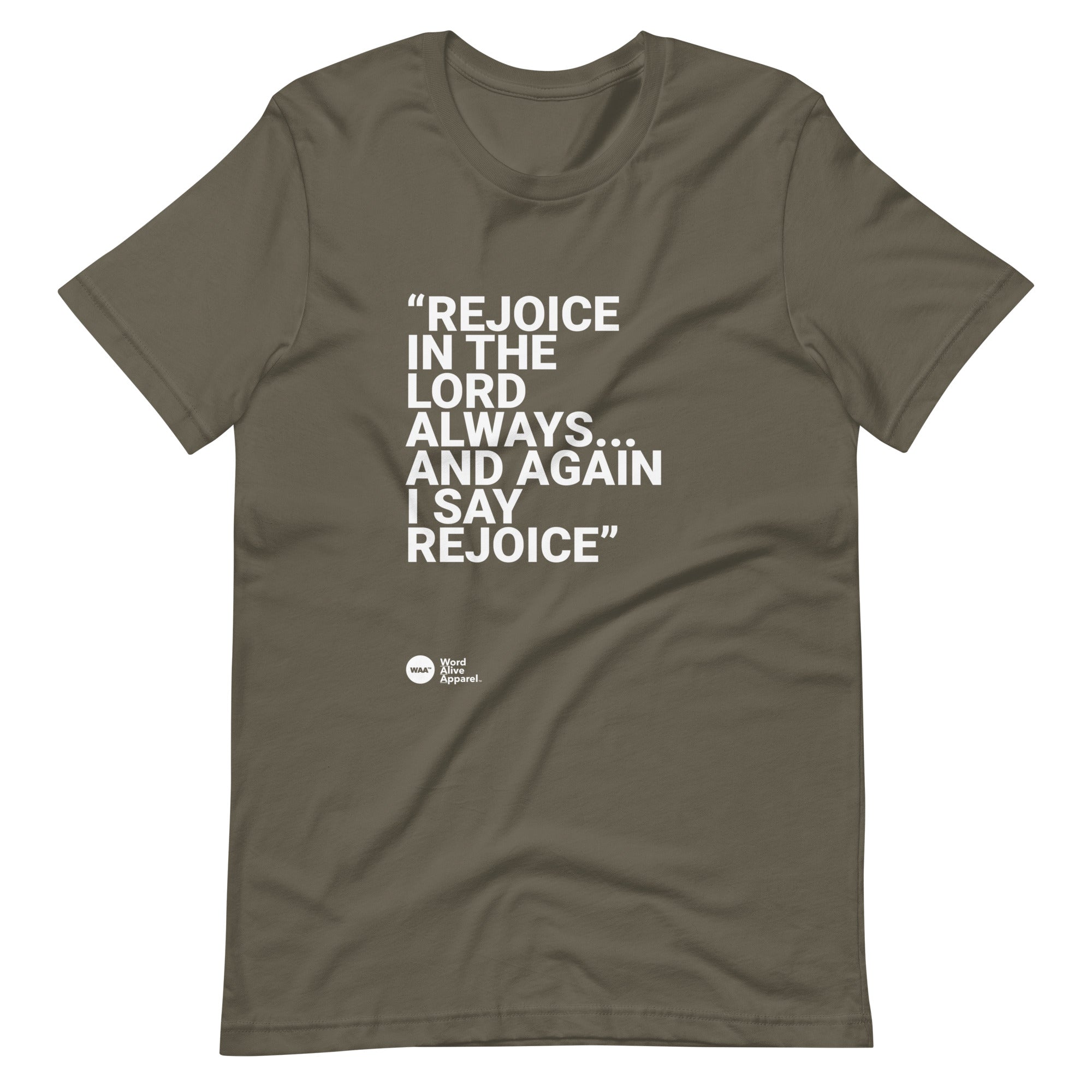 Again I Say Rejoice Unisex Christian Tee (Dark)