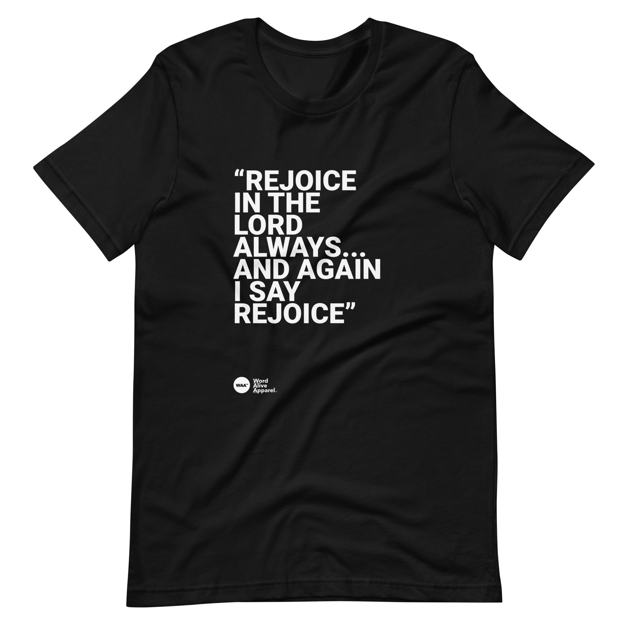 Again I Say Rejoice Unisex Christian Tee (Dark)