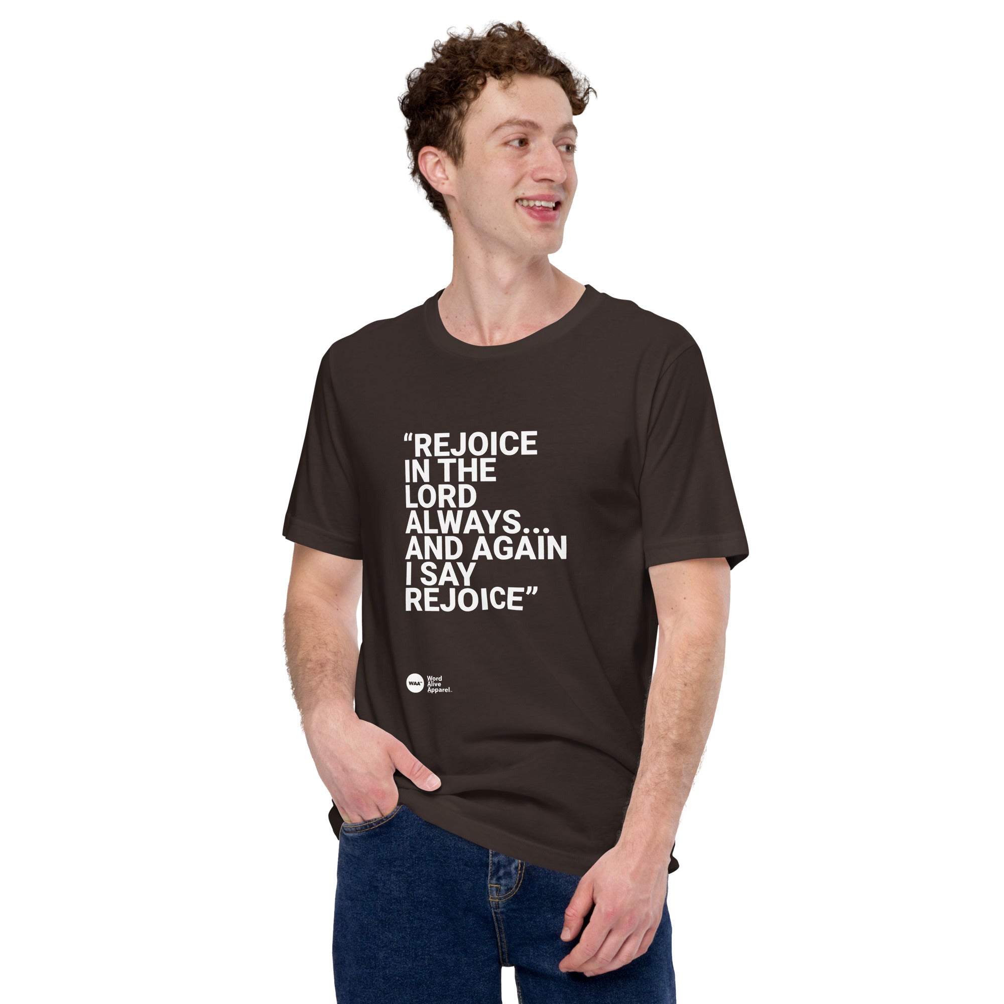 Again I Say Rejoice Unisex Christian Tee (Dark)