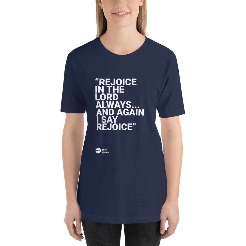 Again I Say Rejoice Unisex Christian Tee (Dark)
